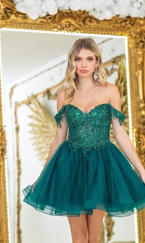 Short Glitter Babydoll Prom Dress: Dancing Queen 3405 sold by PromGirl