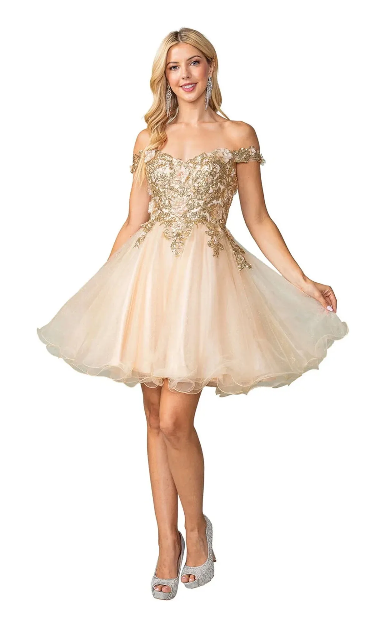Off-Shoulder Short Hoco Dress: Dancing Queen 3349 sold by PromGirl product image thumbnail 4