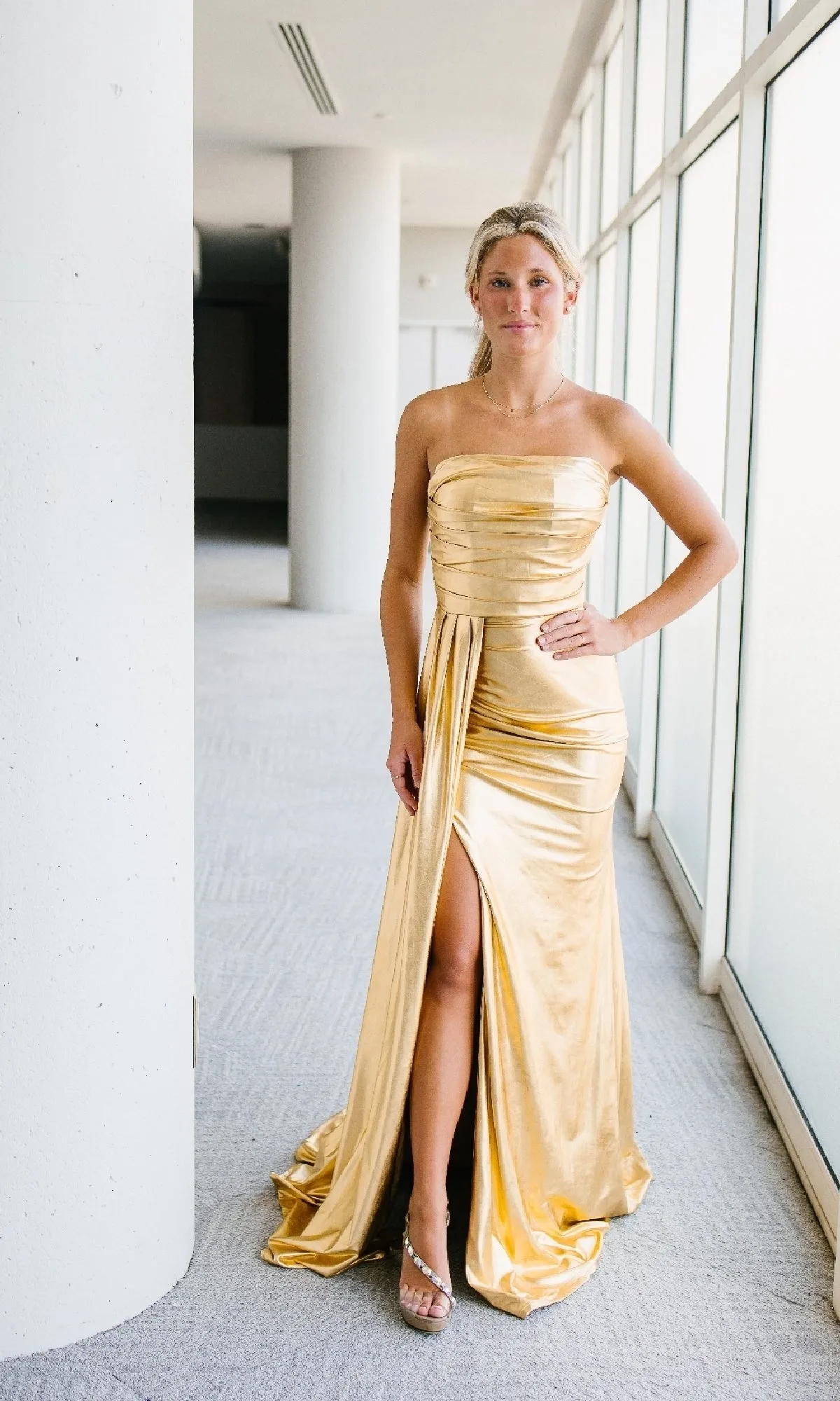 Long Gold Prom Dress: Aleta 1457 sold by PromGirl