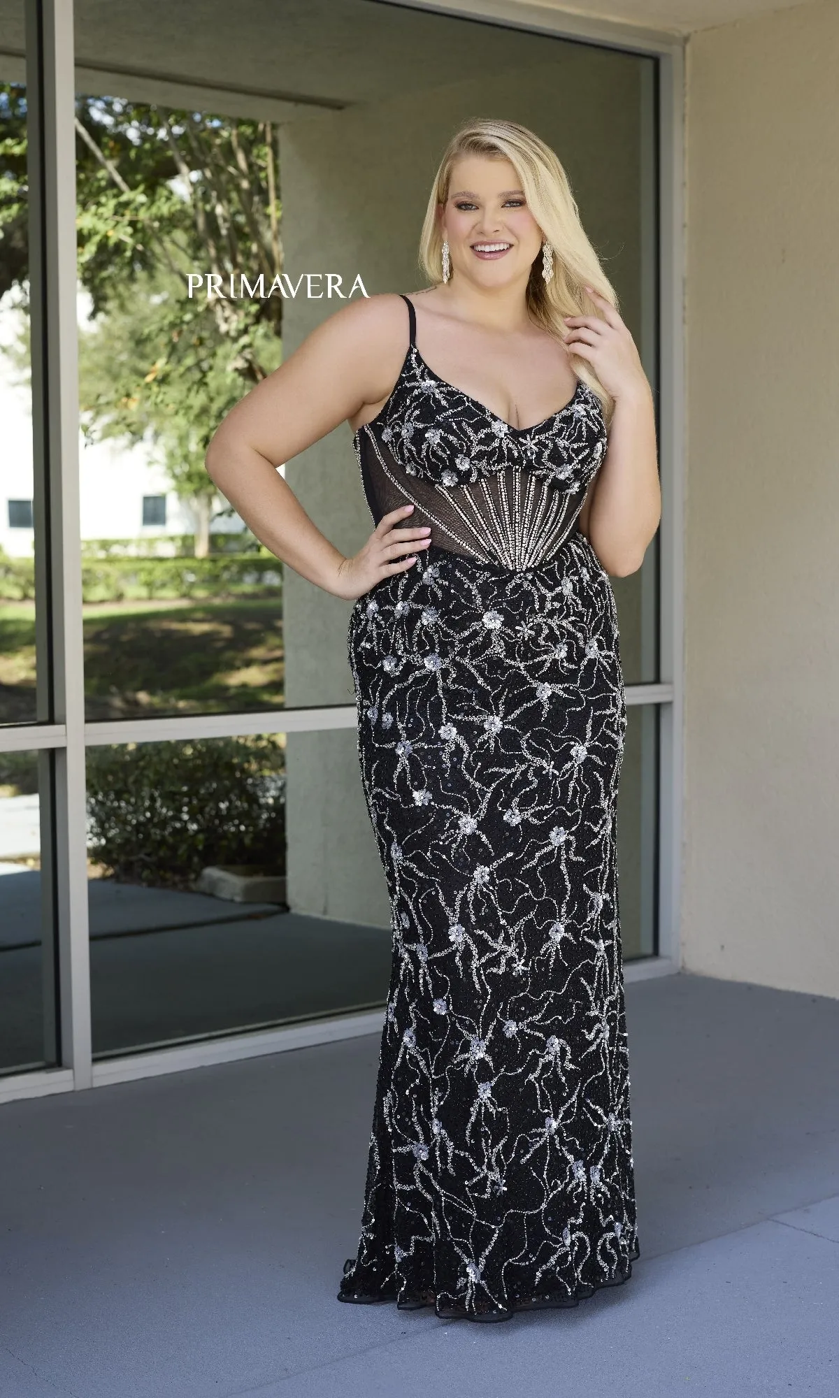Plus-Size Long Sequin Prom Gown: Primavera 14079 sold by PromGirl