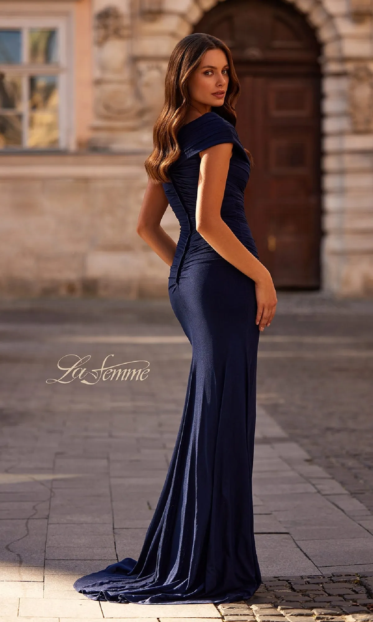 Cap-Sleeve Long Formal Dress: La Femme 29558 sold by PromGirl product image thumbnail 2