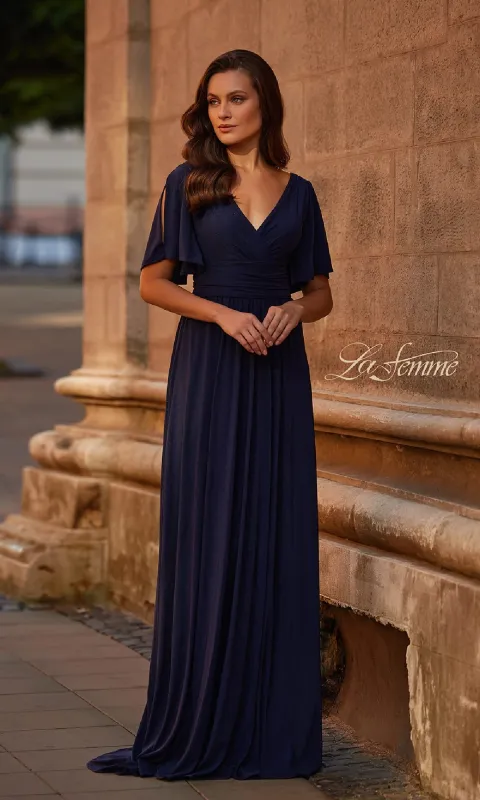 Split-Sleeve Long Formal Dress: La Femme 30009 sold by PromGirl