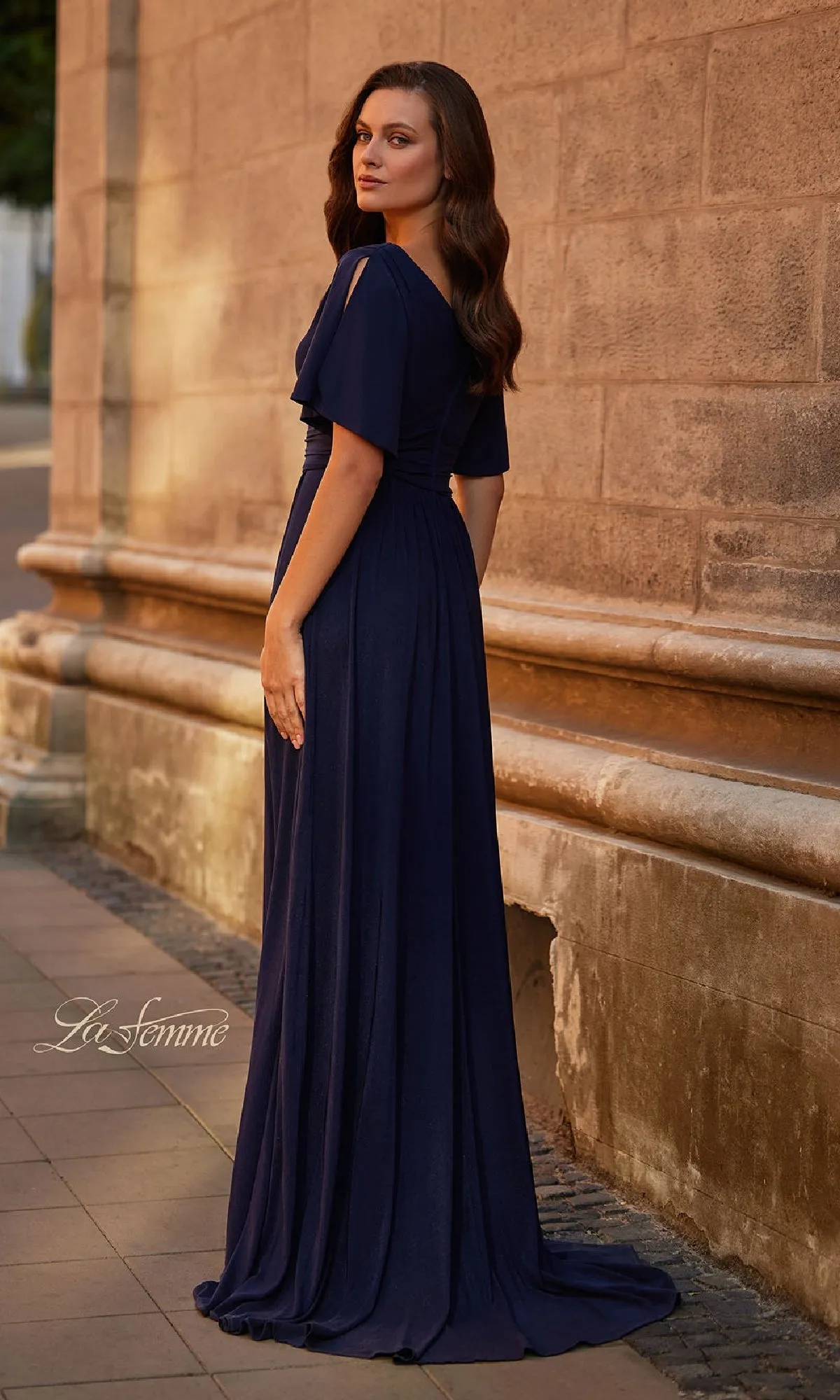 Split-Sleeve Long Formal Dress: La Femme 30009 sold by PromGirl product image thumbnail 2
