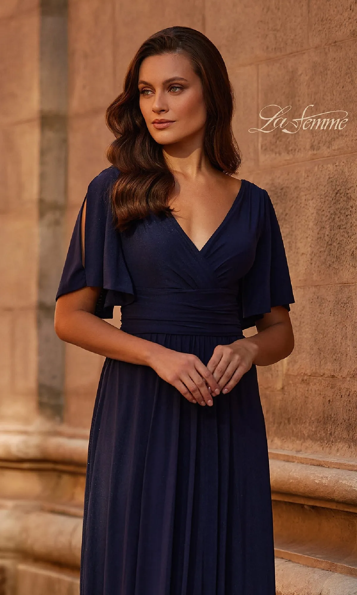 Split-Sleeve Long Formal Dress: La Femme 30009 sold by PromGirl product image thumbnail 3