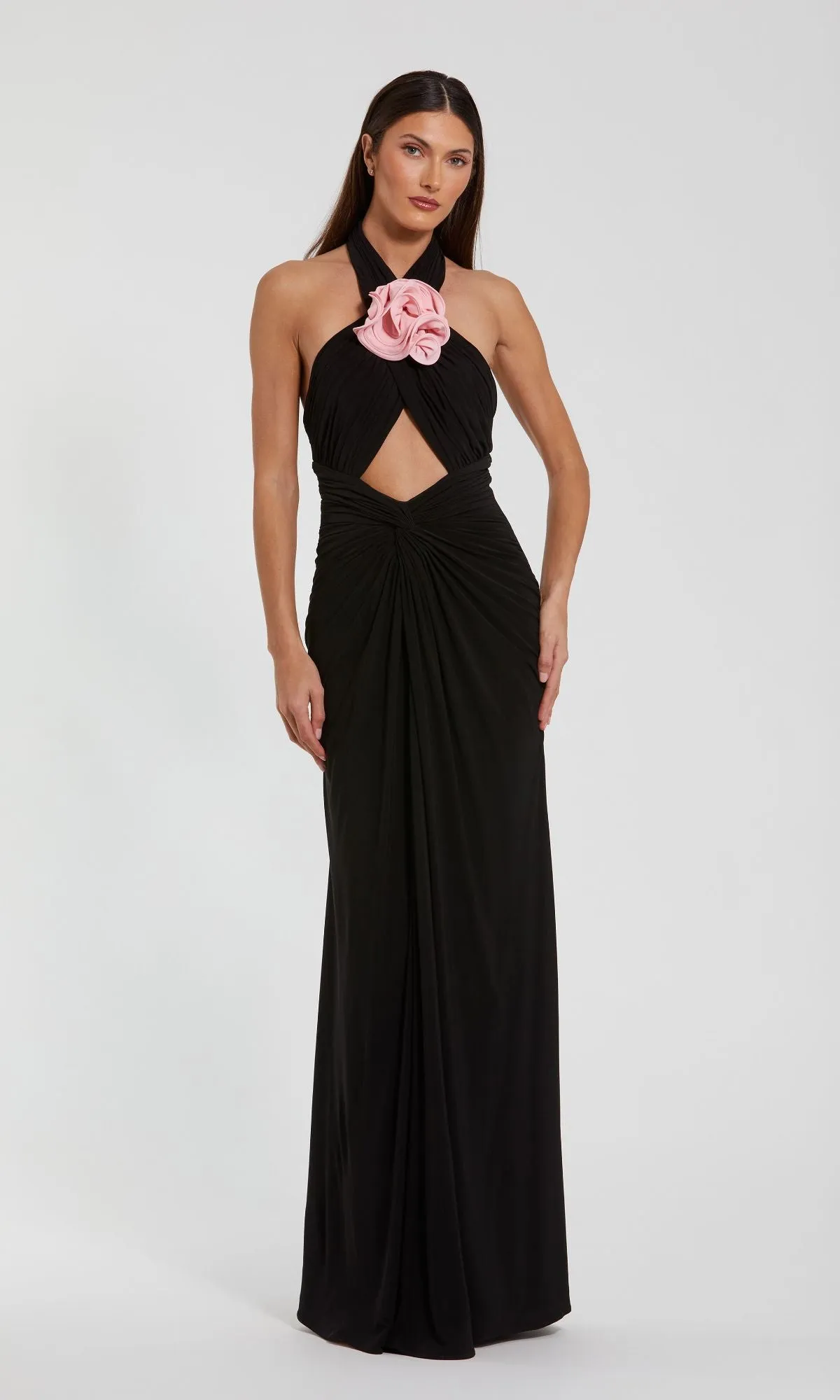 Cut-Out Black Halter Prom Dress: Mac Duggal 27572 sold by PromGirl