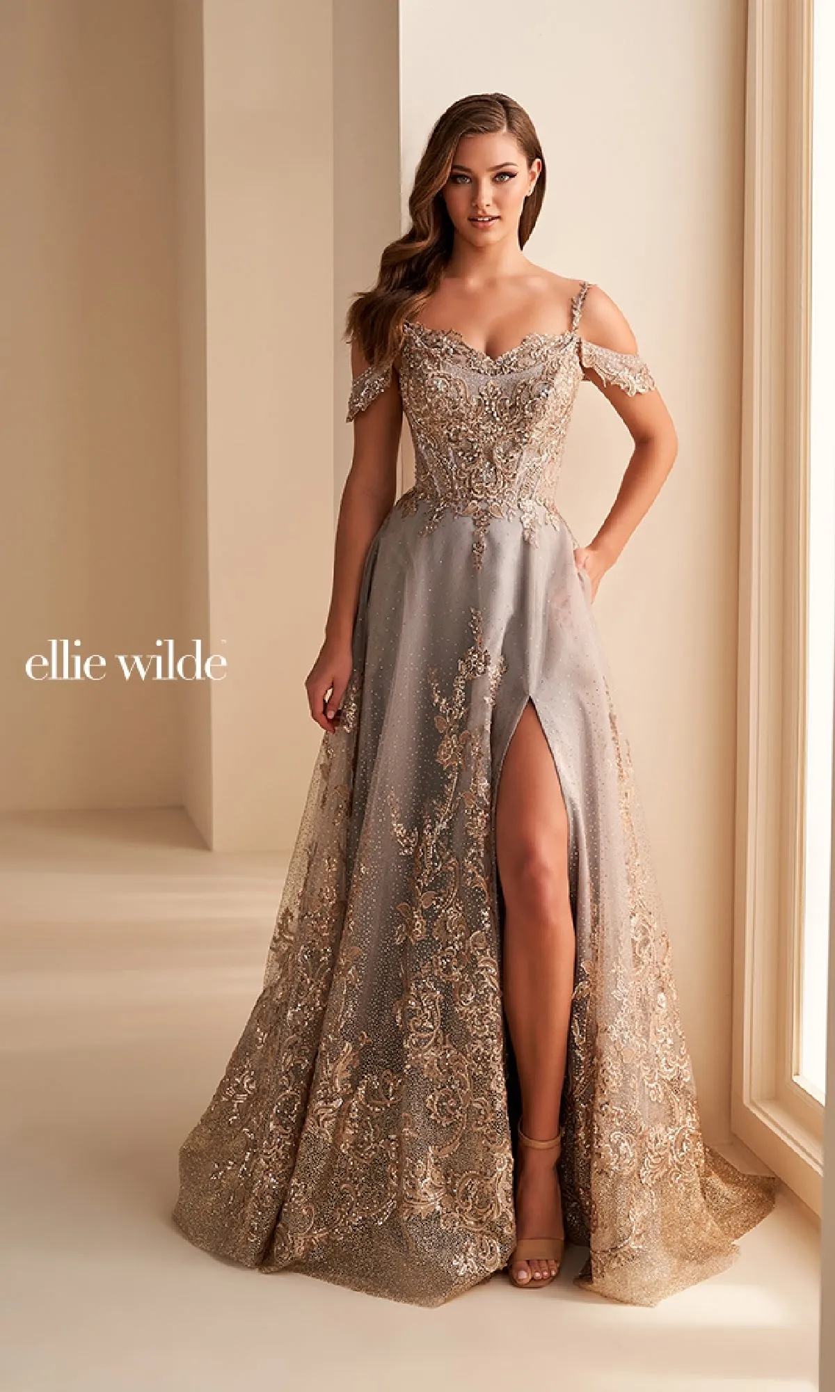 Long Prom Dress: Ellie Wilde EW36220 sold by PromGirl product image thumbnail 4