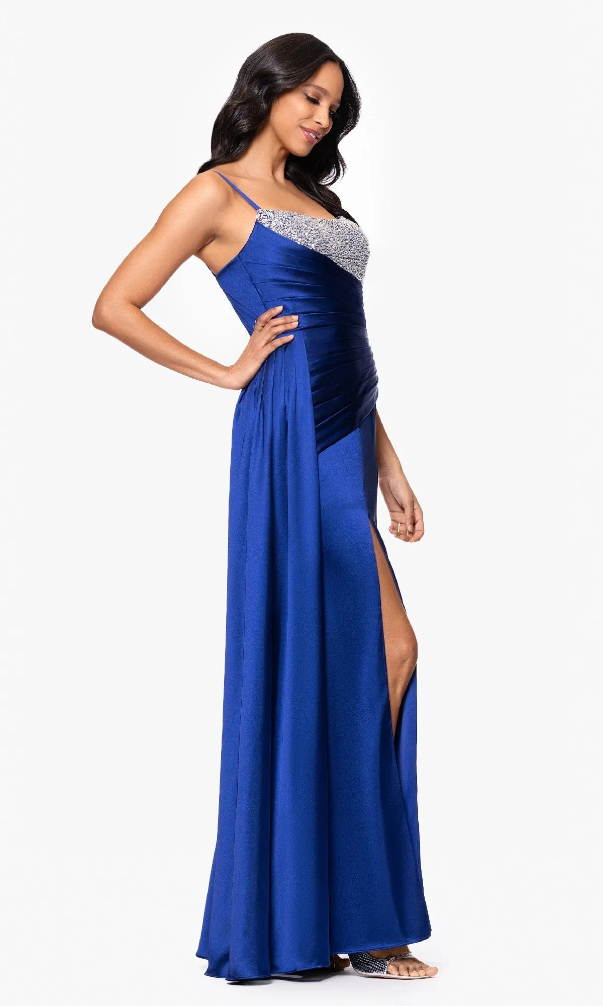 Long Blue Formal Dress: Blondie Nites 5423BN sold by PromGirl product image thumbnail 4