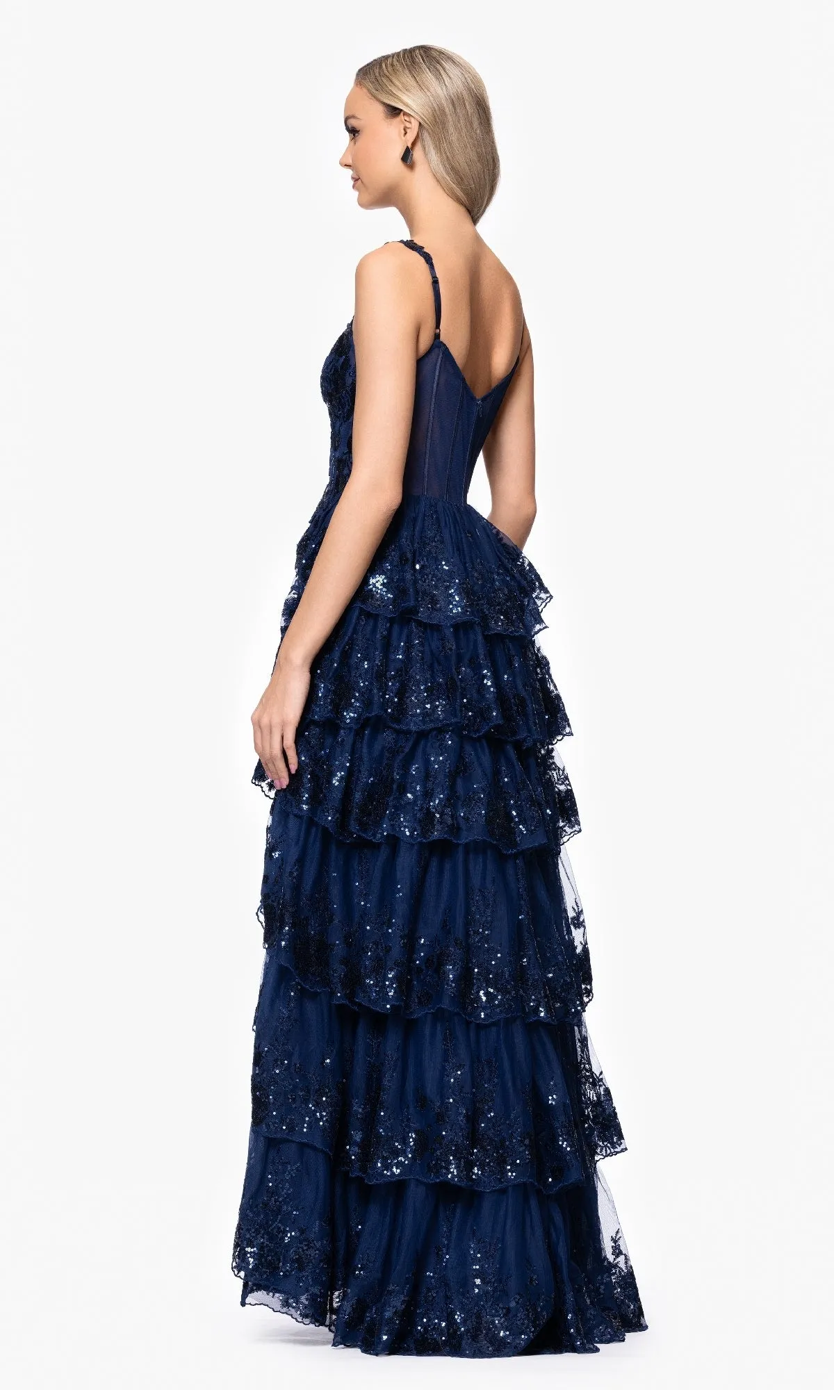 Long Navy Prom Dress: Blondie Nites 5394BN sold by PromGirl product image thumbnail 2