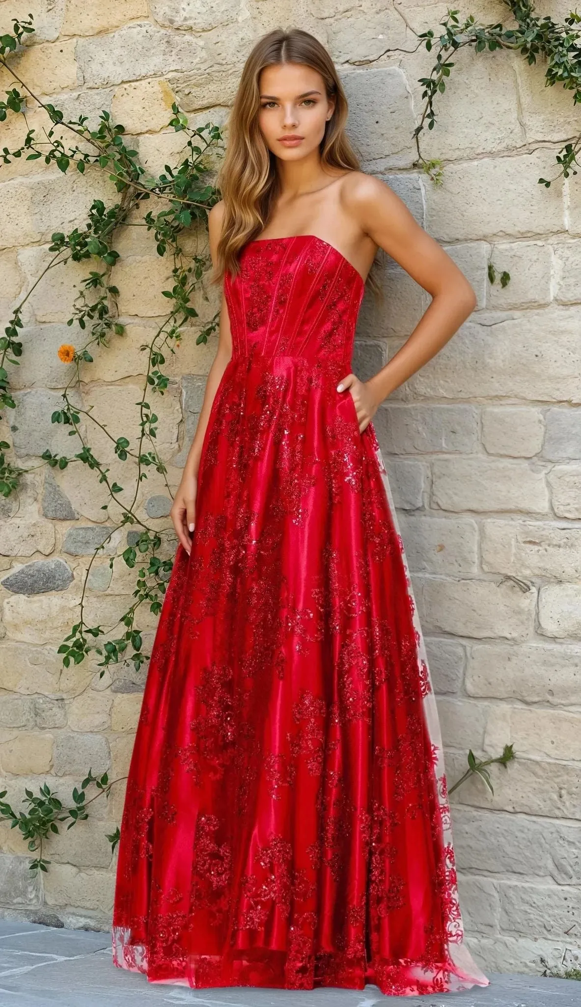 Strapless Glitter Prom Dress: Blondie Nites 4792BN sold by PromGirl product image thumbnail 4