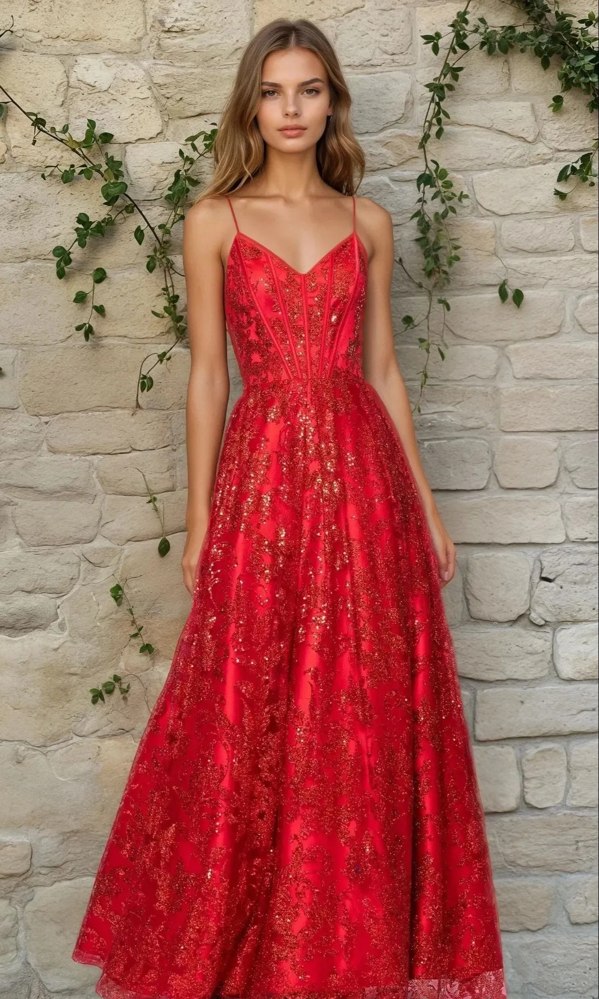 Long Glitter Prom Dress: Blondie Nites 5501BN sold by PromGirl