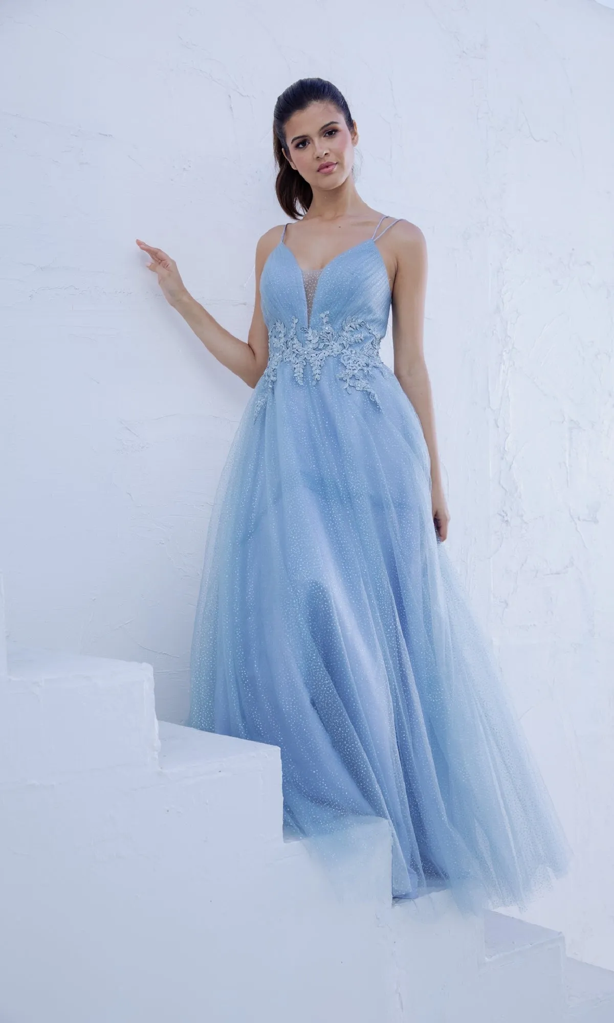 Lace-Up Long Shimmer Prom Dress: Eureka 9797 sold by PromGirl product image thumbnail 3