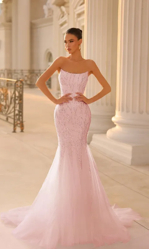 Strapless Long Glitter Prom Gown: Tina Holly TK807 made by PromGirl