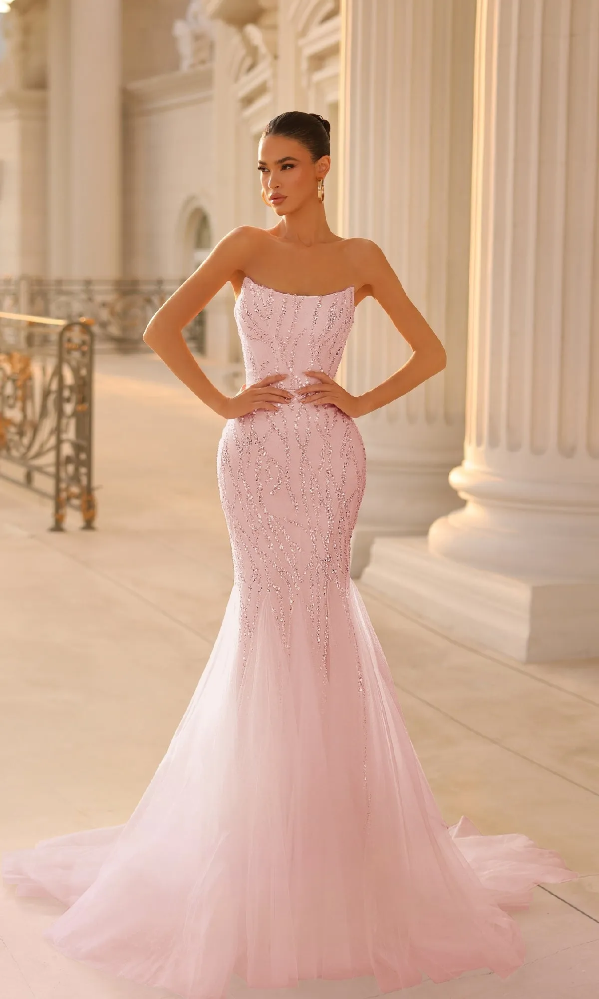 Strapless Long Glitter Prom Gown: Tina Holly TK807 sold by PromGirl