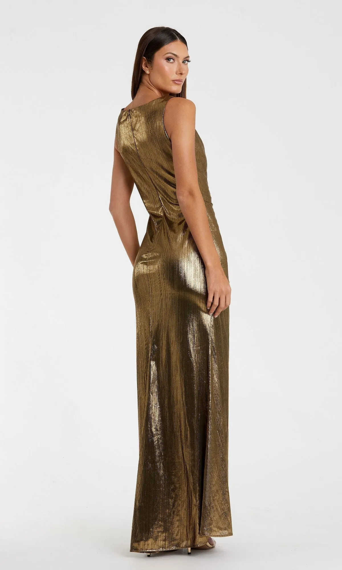 Long Gold Metallic Formal Dress: Mac Duggal 27063 sold by PromGirl product image thumbnail 2