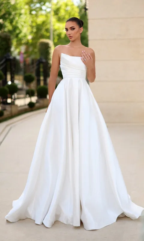 Strapless Long White Prom Dress: Tina Holly TE302 sold by PromGirl