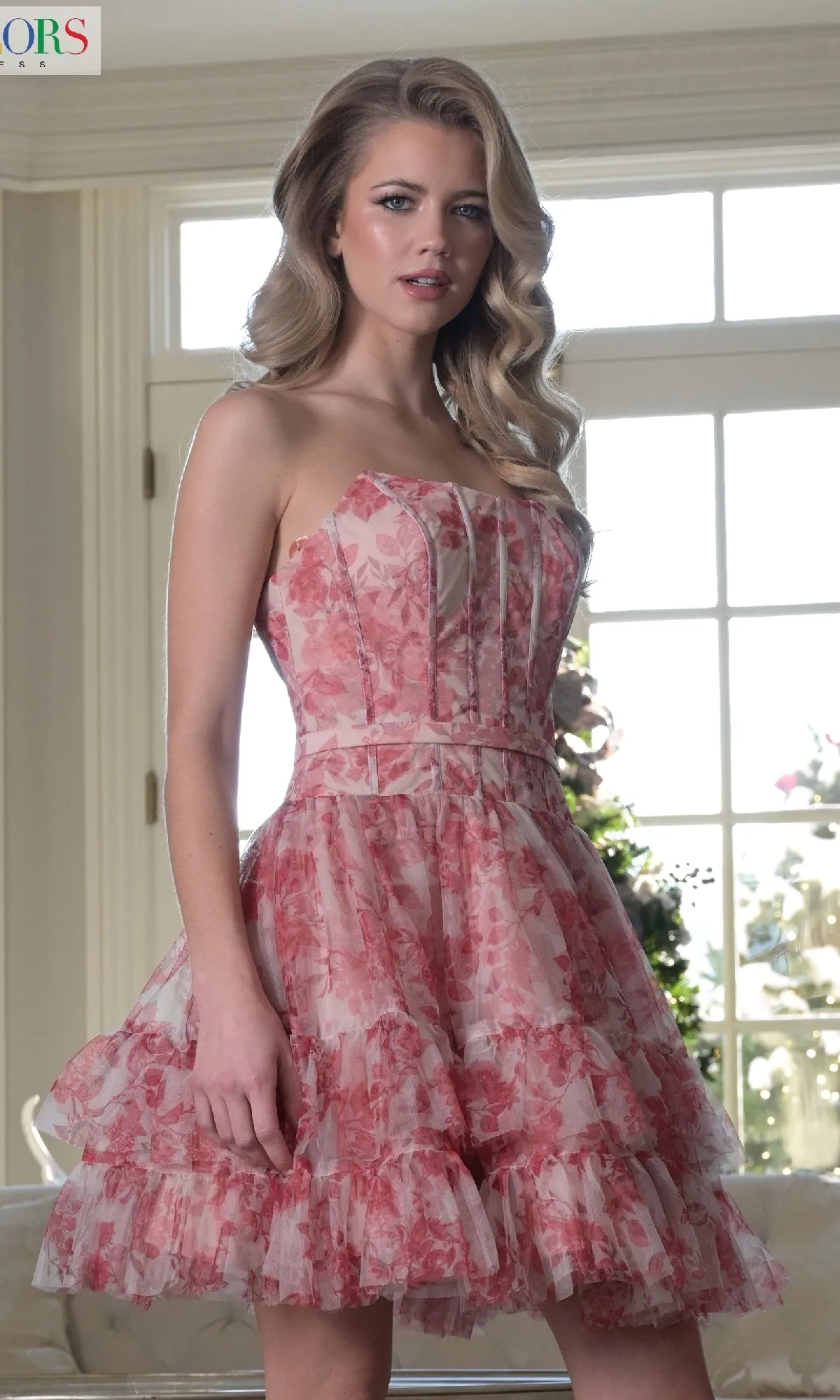 Strapless Short Print Hoco Dress: Colors Dress 3669 sold by PromGirl product image thumbnail 3