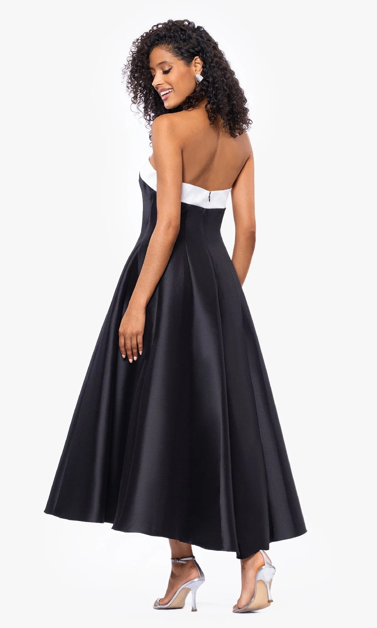 Tea-Length Black Formal Dress: Betsy and Adam A27115 sold by PromGirl product image thumbnail 2