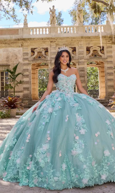 Floral Mint Quinceanera Dress: Princesa PR30133 sold by PromGirl