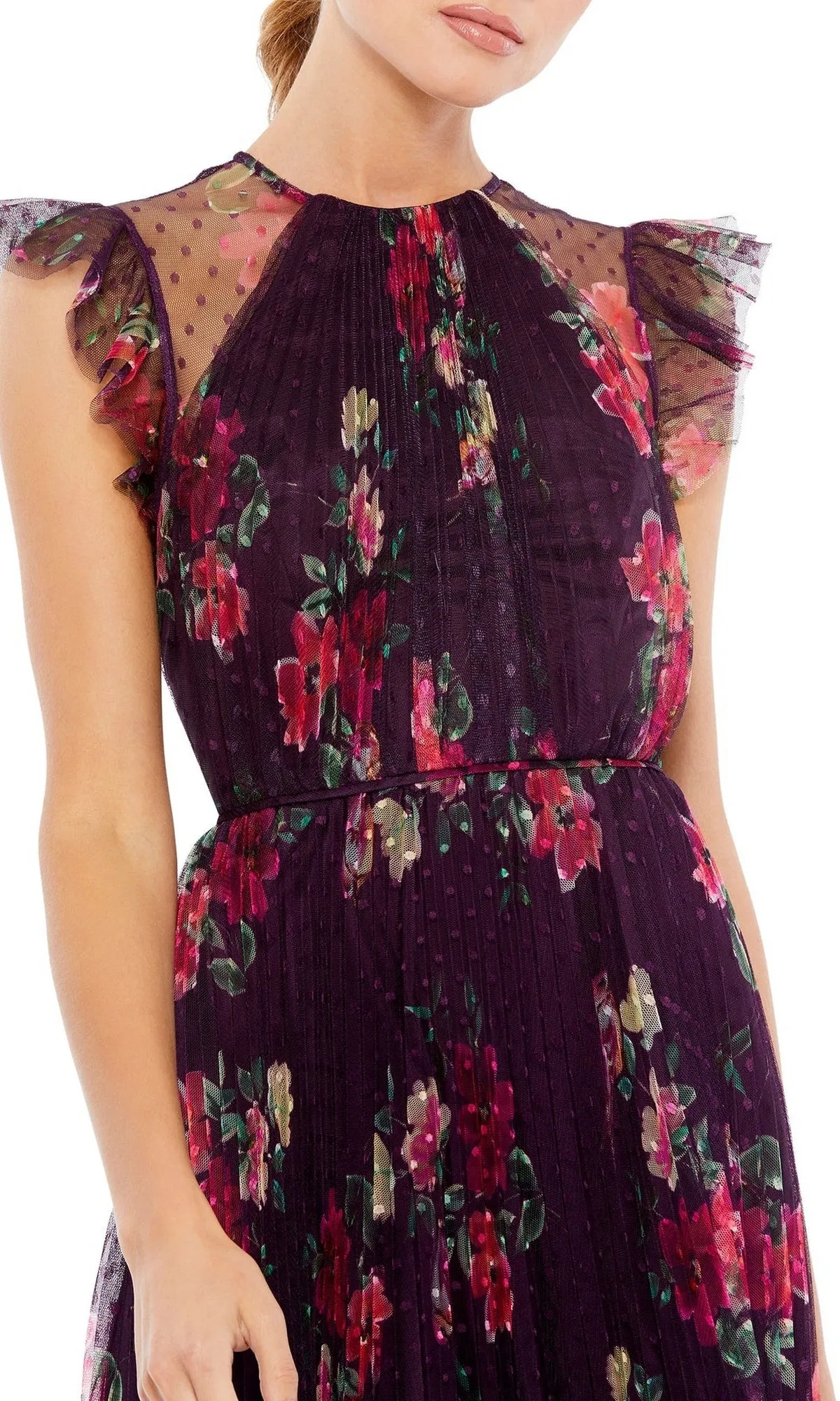 Plum Print Midi Semi-Formal Dress: Mac Duggal 2143 sold by PromGirl product image thumbnail 3