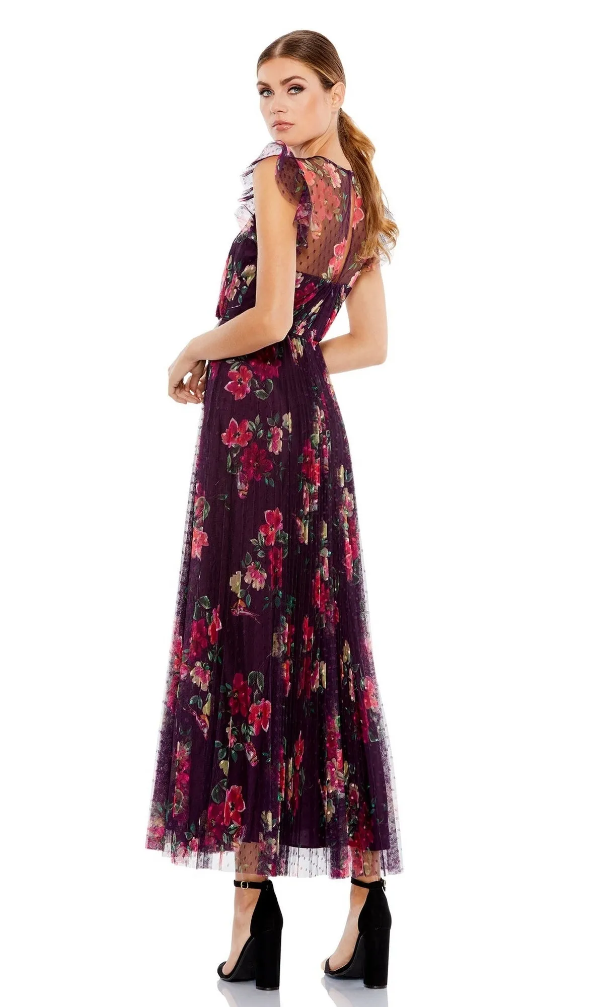 Plum Print Midi Semi-Formal Dress: Mac Duggal 2143 sold by PromGirl product image thumbnail 2