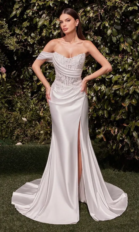 Long Wedding Dress: Ladivine CD804W sold by PromGirl