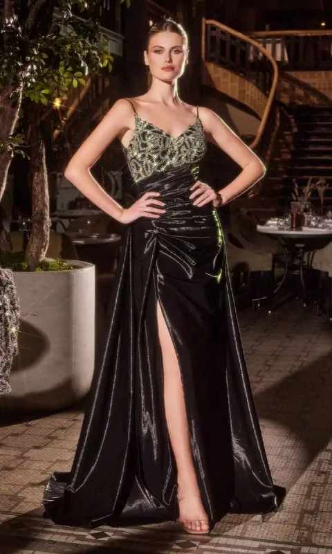 Jacket Long Black Formal Dress: Ladivine J882 sold by PromGirl