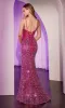 Beaded Long Pink Prom Dress: Ladivine CM370B sold by PromGirl