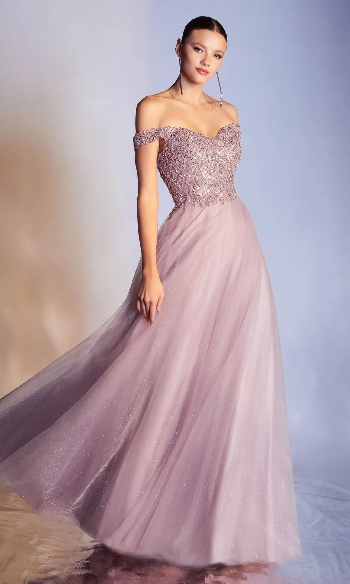 Beaded-Bodice Long Prom Dress: Ladivine CD0177 sold by PromGirl product image thumbnail 3