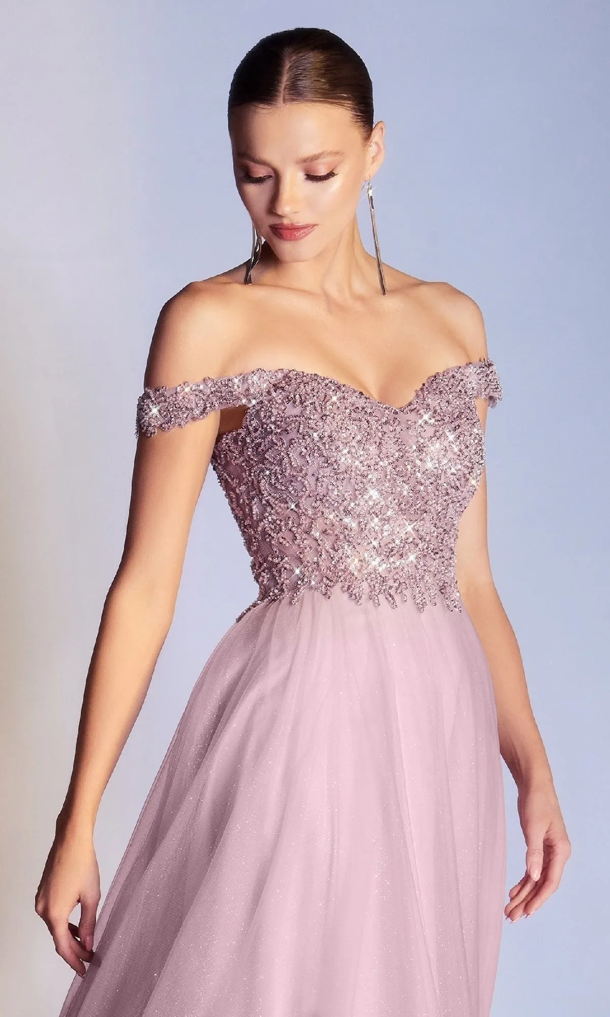 Beaded-Bodice Long Prom Dress: Ladivine CD0177 sold by PromGirl product image thumbnail 5