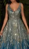 Sheer-Sides Long Glitter Prom Dress: Ladivine C135 sold by PromGirl