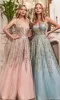 Sheer-Sides Long Glitter Prom Dress: Ladivine C135 sold by PromGirl