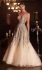 Sheer-Sides Long Glitter Prom Dress: Ladivine C135 sold by PromGirl