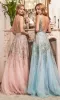 Sheer-Sides Long Glitter Prom Dress: Ladivine C135 sold by PromGirl