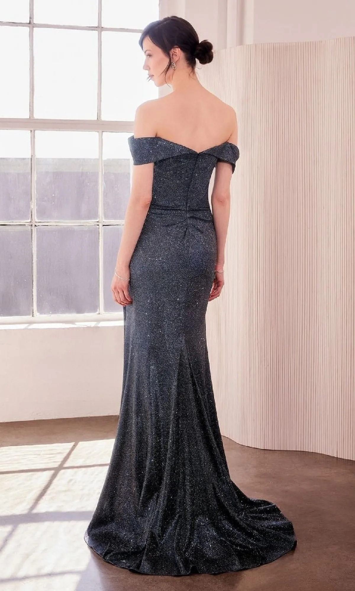 Off-the-Shoulder Glitter Prom Gown: Amoris T605 sold by PromGirl product image thumbnail 2