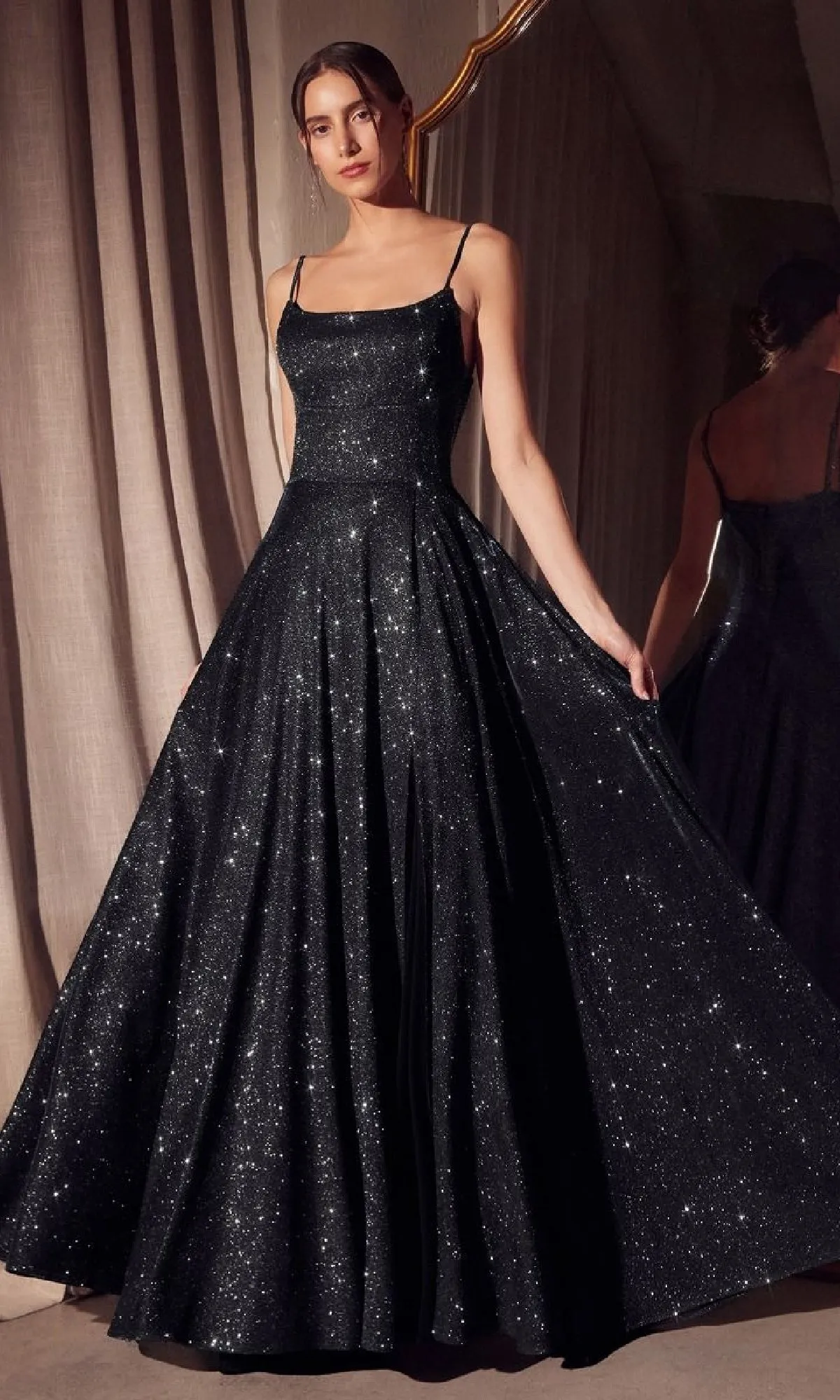 Classic Long Glitter Prom Dress: Amoris T213 sold by PromGirl
