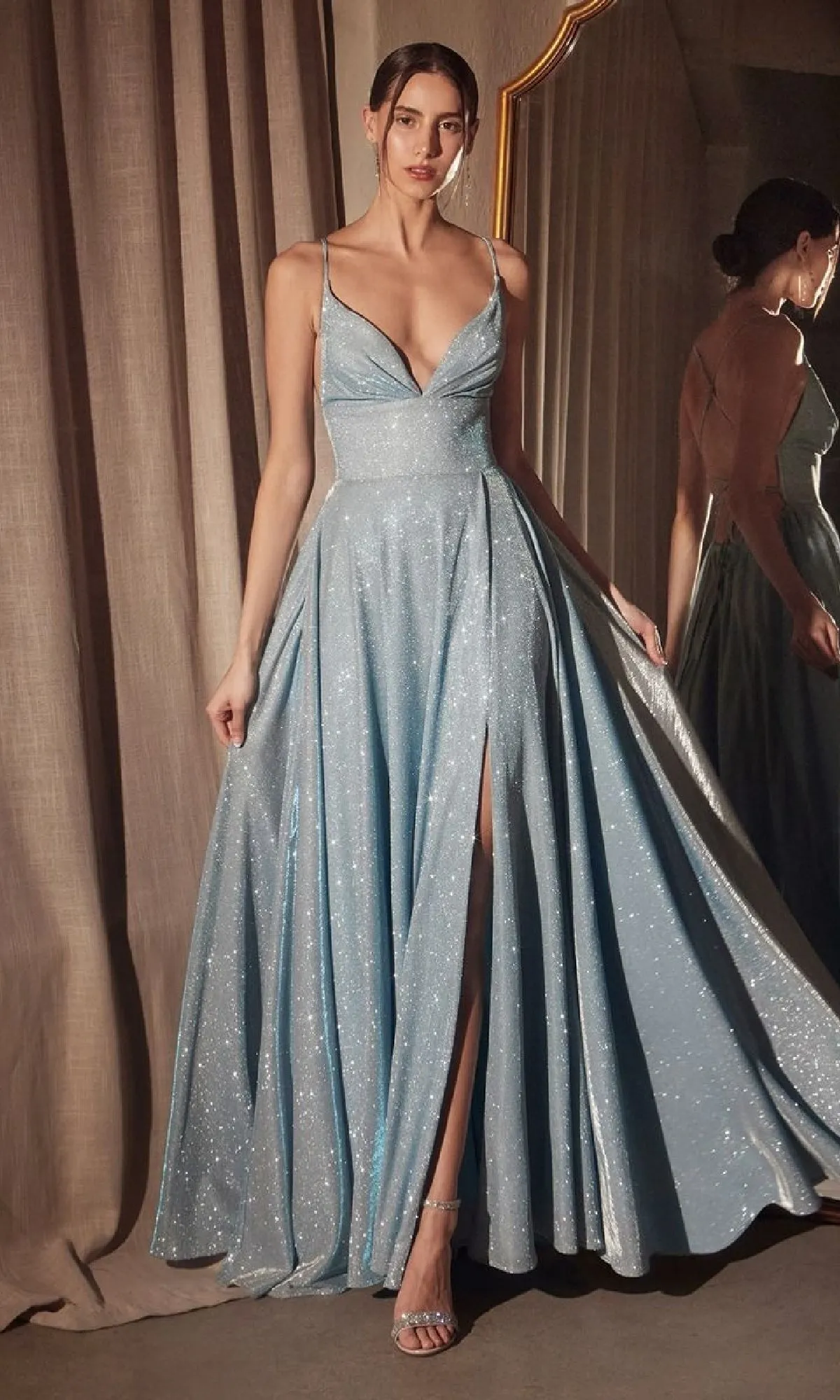 Strappy-Back Glitter Prom Gown: Amoris T214 sold by PromGirl product image thumbnail 4