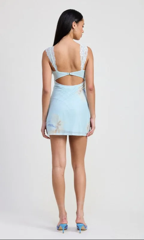 Floral-Print Baby Blue Short Casual Summer Dress sold by PromGirl product image thumbnail 2