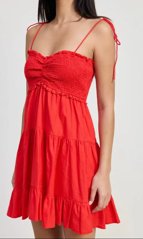 Short Red Casual Summer Dress with Shoulder Ties sold by PromGirl product image thumbnail 3