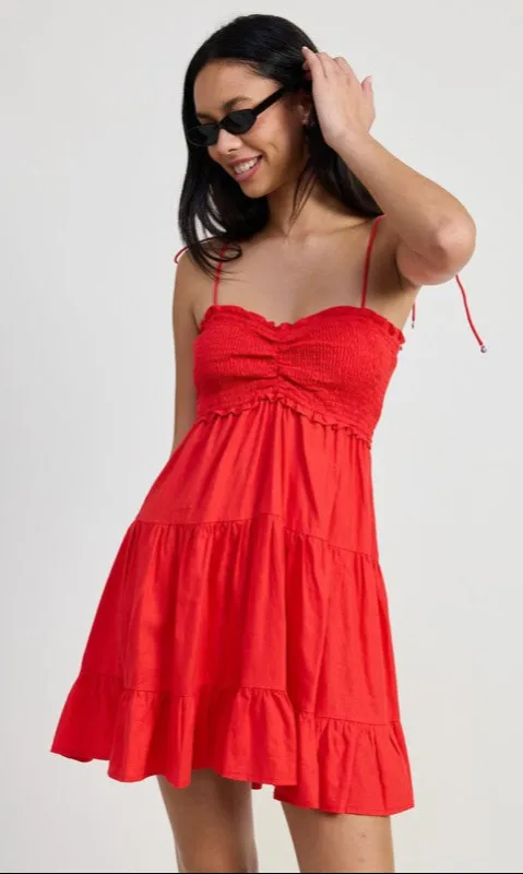 Short Red Casual Summer Dress with Shoulder Ties sold by PromGirl