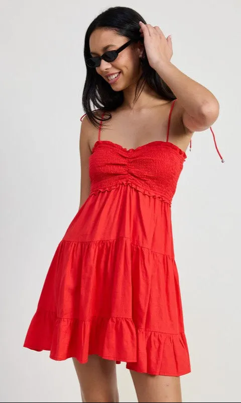 Short Red Casual Summer Dress with Shoulder Ties sold by PromGirl
