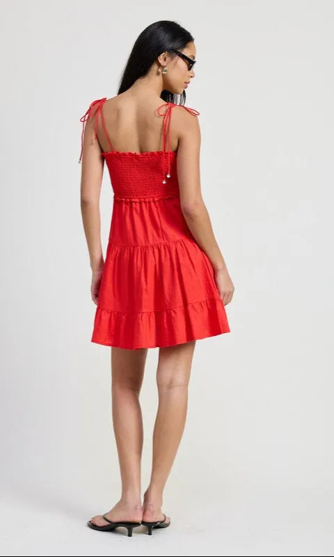Short Red Casual Summer Dress with Shoulder Ties sold by PromGirl product image thumbnail 2