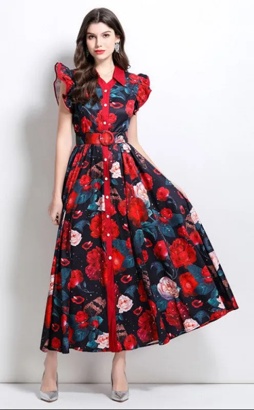Cap-Sleeve Floral-Print Casual Summer Maxi Dress sold by PromGirl