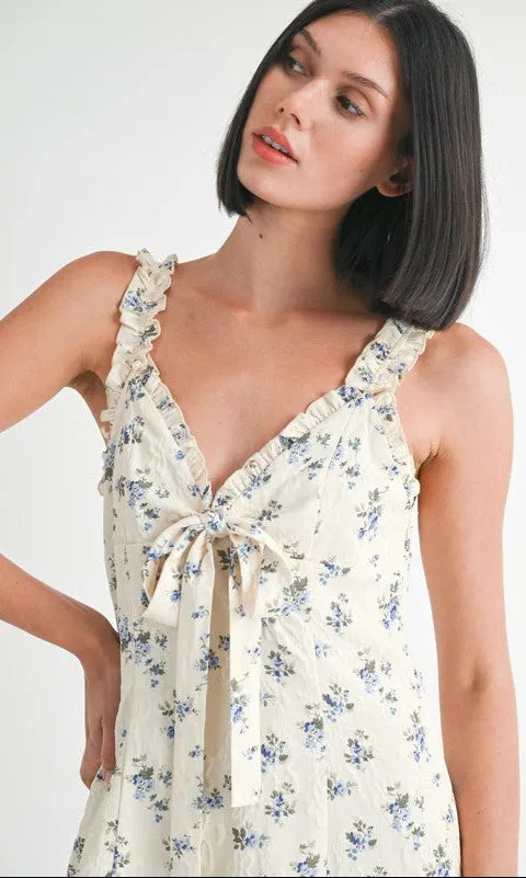 Short V-Neck Floral-Print Yellow Casual Summer Dress sold by PromGirl product image thumbnail 3