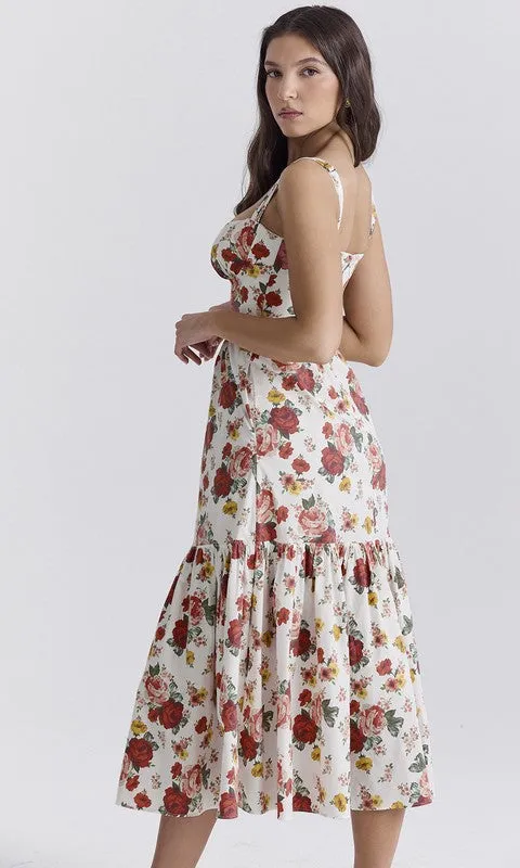 Tea-Length Floral-Print Tiered A-Line Casual Dress sold by PromGirl product image thumbnail 2