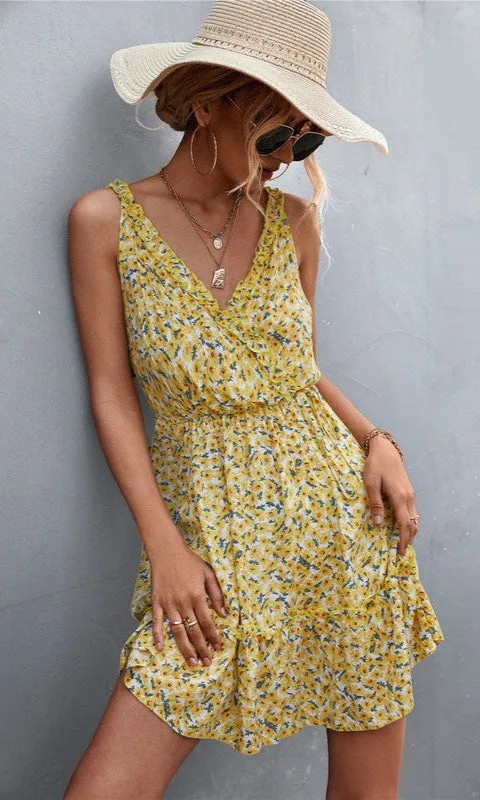 Casual Short Sleeveless Orange Floral Sundress sold by PromGirl product image thumbnail 2