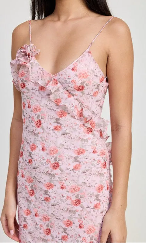Pink Floral Backless Summer Maxi Dress sold by PromGirl product image thumbnail 3