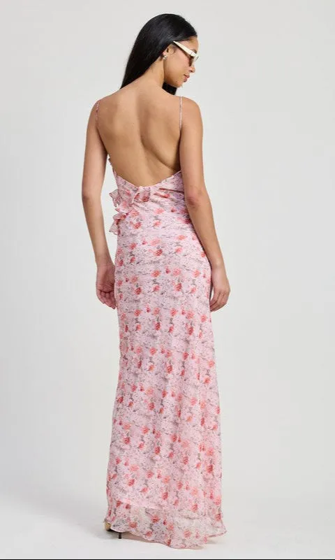 Pink Floral Backless Summer Maxi Dress sold by PromGirl product image thumbnail 2