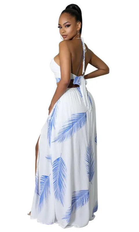 Cut-Out Halter Print Casual Summer Dress with Slit sold by PromGirl product image thumbnail 4