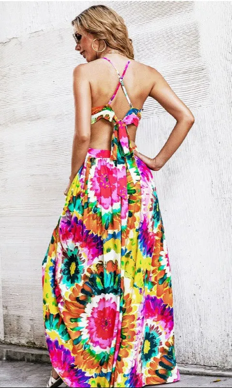Casual Open-Back Colorful Print Maxi Dress sold by PromGirl product image thumbnail 2