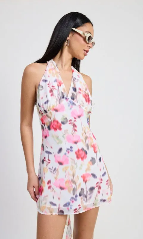 Short Floral Print Casual Halter Dress sold by PromGirl